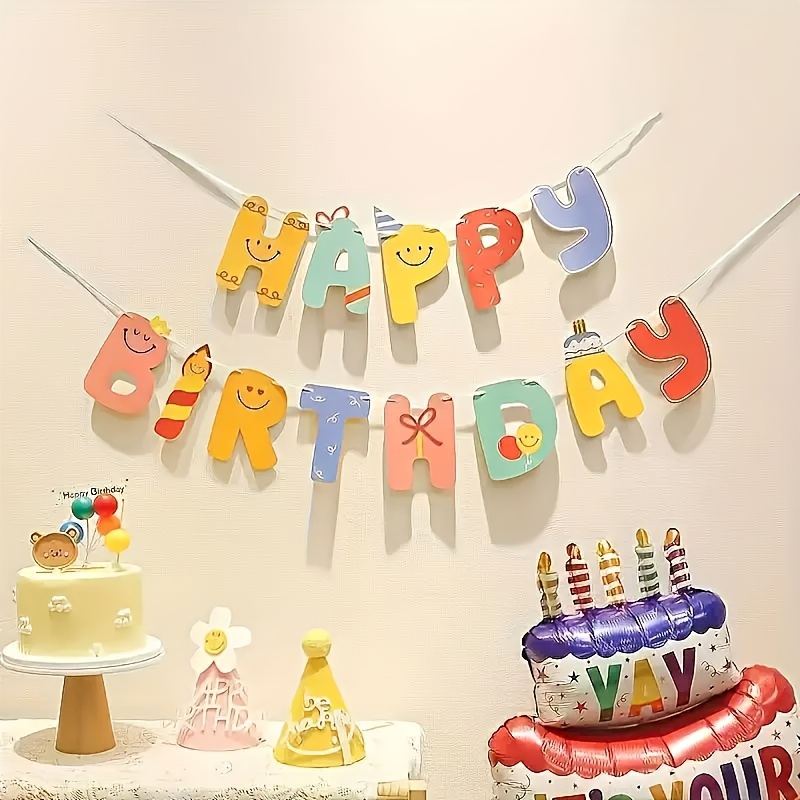 Science Of Happiness - 1 set Happy Birthday achtergrondmuurbanners, cartoon,